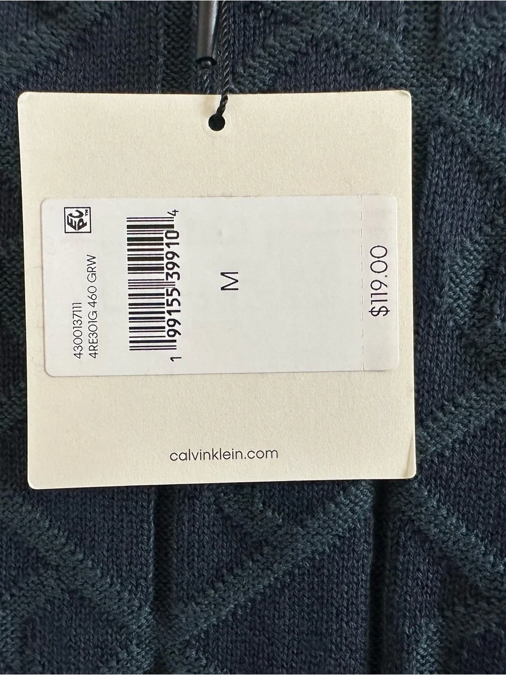 Calvin Klein Blue & Green Logo-Quilted Crewneck Sweater